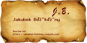 Jakubek Bökény névjegykártya